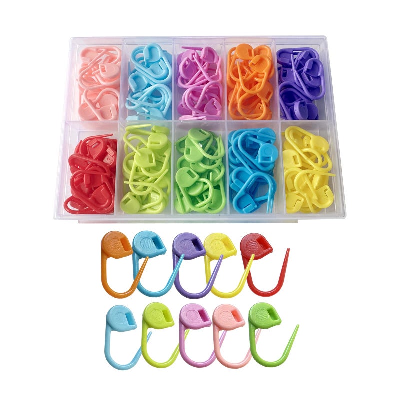 Meikeer 150 Pieces Knitting Crochet Locking Stitch Markers Stitch Needle Clip Counter 10 Colors (Color Ship Randomly) - Image 1